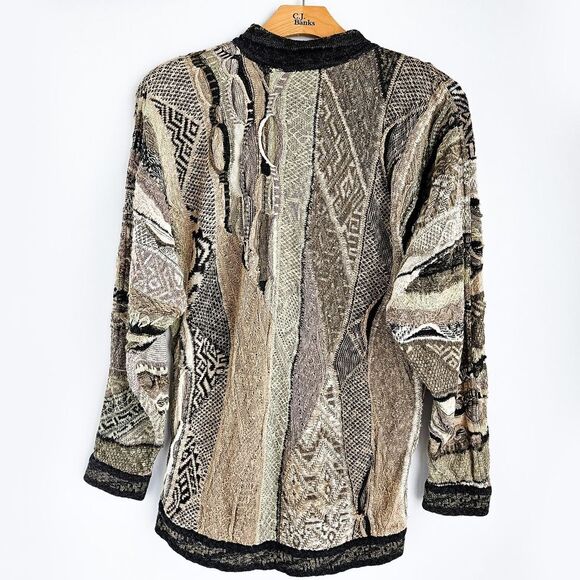 Vintage Coogi Classic 1/4 Button Collared Sweater L Textured Knit Green Buttons - Picture 5 of 15